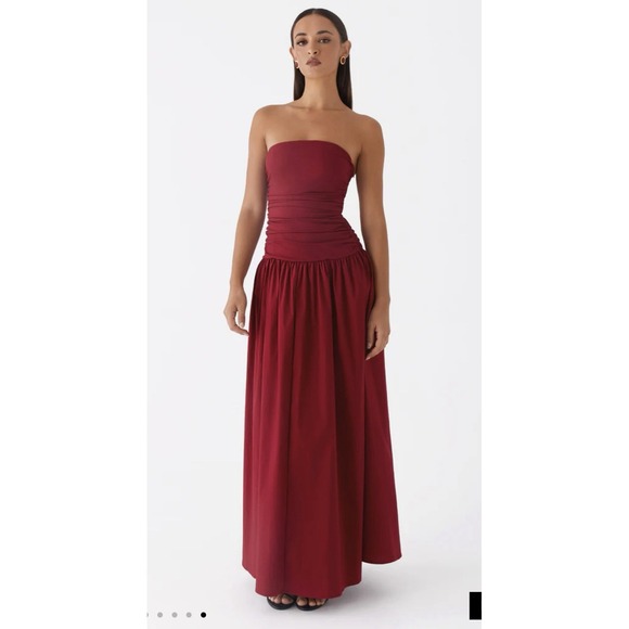 Peppermayo Burgundy Strapless Maxi Dress - Picture 1 of 7